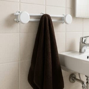 Over the Door Coat and Hat 3 Hooks BIG BALLS Rail-Rack White