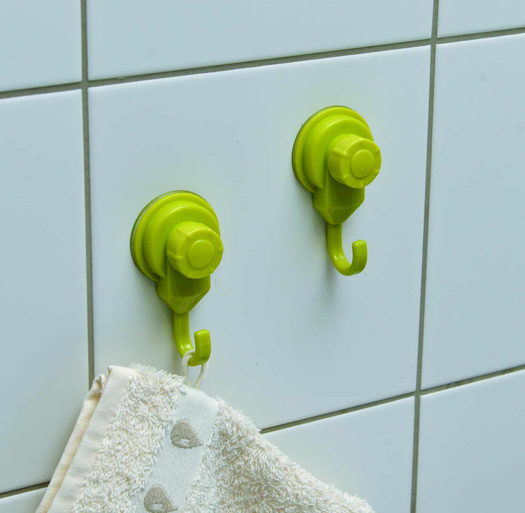 Evideco Green Bath, Kitchen, Home Strong Hold Suction Hooks (Set of 2)