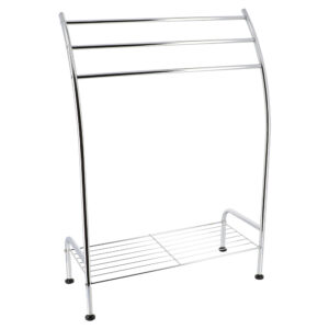 Freestanding Curved 3 Towels Stand with Shelf Chromed Metal