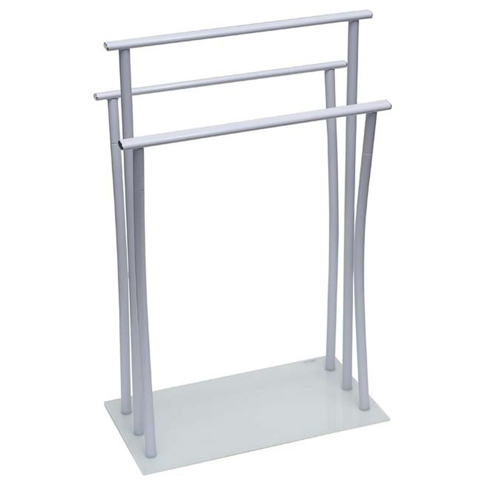 Freestanding Towel Rack Three Bars Tempered White Glass Base