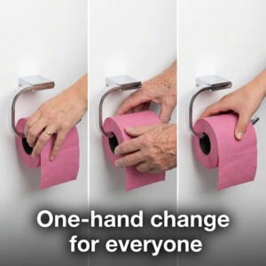 "Three-panel infographic showing one-hand roll change by different users"