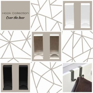 "Hook collection collage showing white, silver, and black over-the-door hook variants"