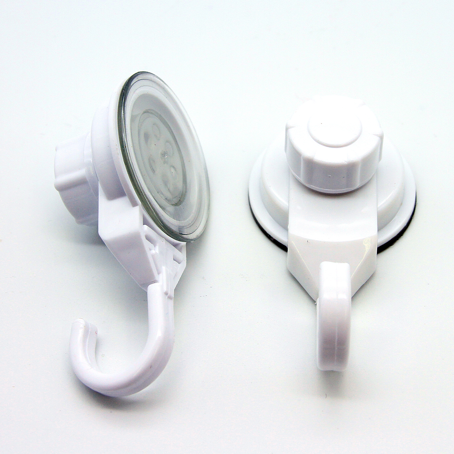 Strong Hold Vacuum Suction Cup Hooks Shower-Kitchen Walls Organizer Loofah Set of 2 White