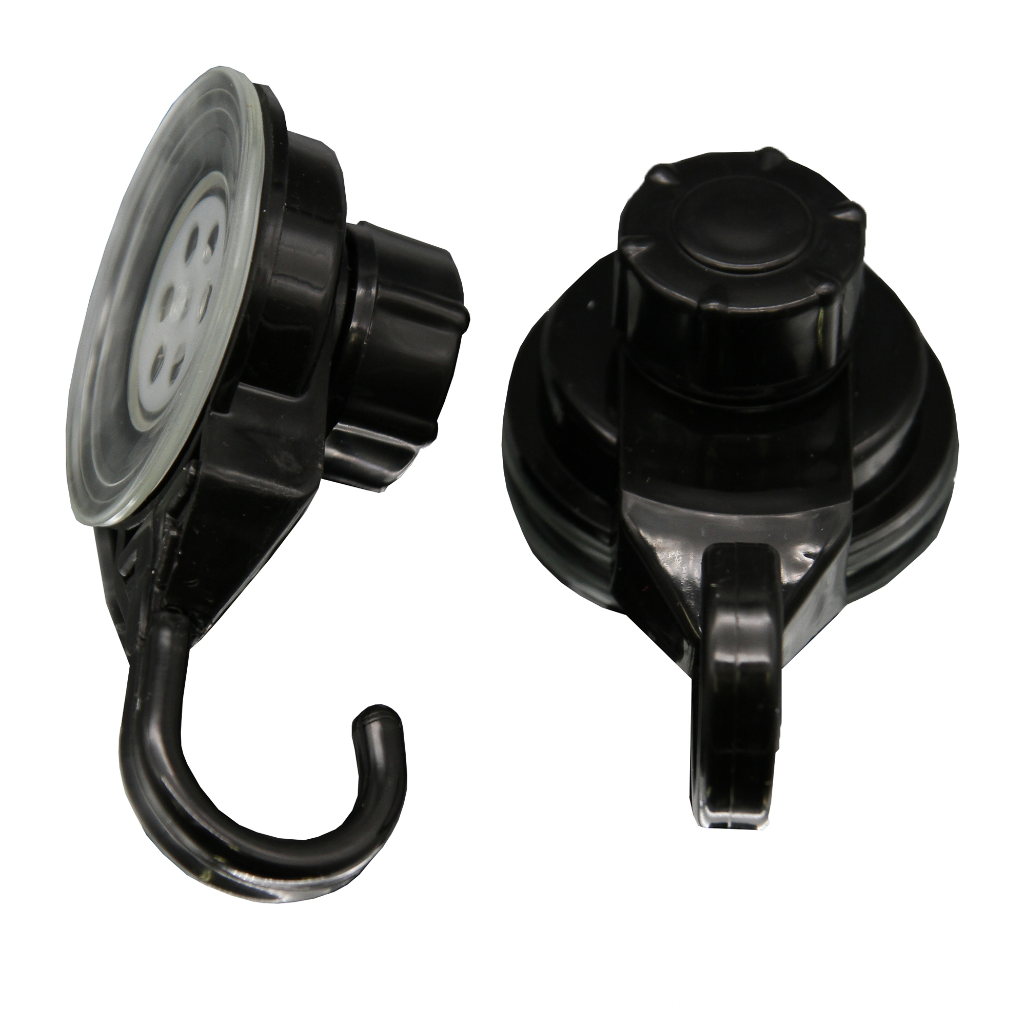 Strong Hold Vacuum Suction Cup Hooks Shower-Kitchen Walls Organizer Loofah Set of 2 Black