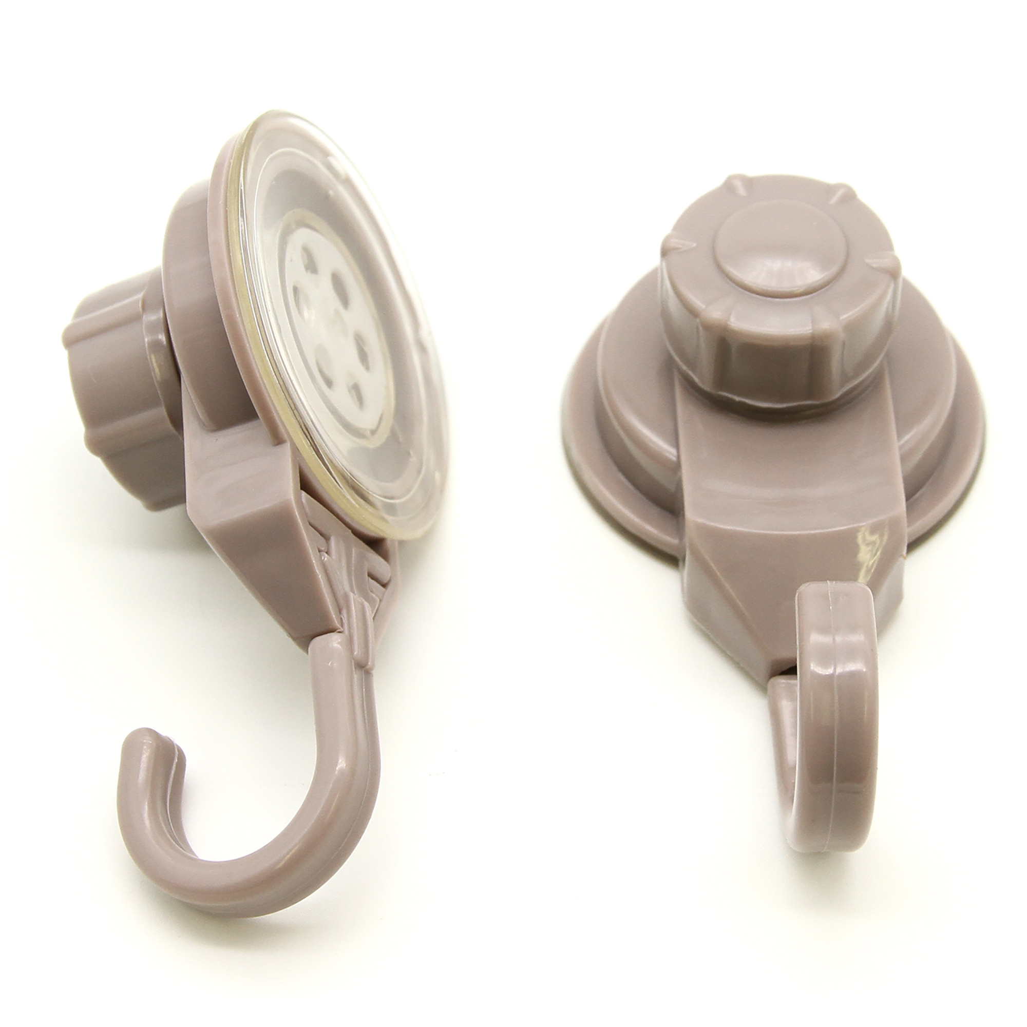 Strong Hold Vacuum Suction Cup Hooks Shower-Kitchen Walls Organizer Loofah Set of 2 Tan