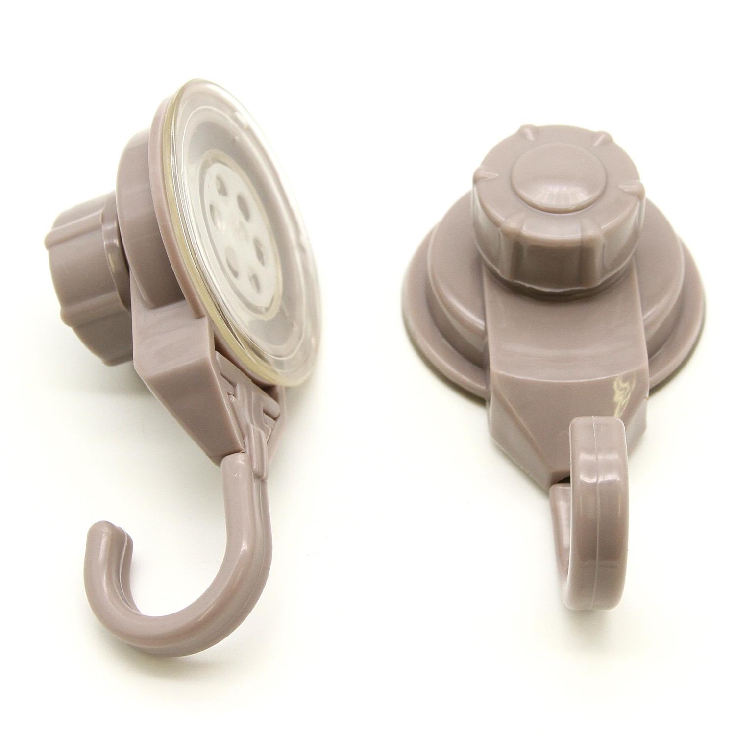 Strong Hold Vacuum Suction Cup Hooks Shower-Kitchen Walls Organizer Loofah Set of 2 Tan