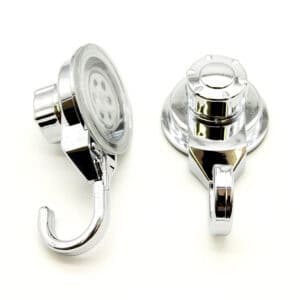 Strong Hold Vacuum Suction Cup Hooks Shower-Kitchen Walls Organizer Loofah Set of 2 Chrome