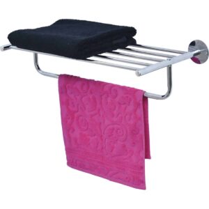 Wall Mounted Bath Towel Rack Holder 1 Shelf 1 Bar