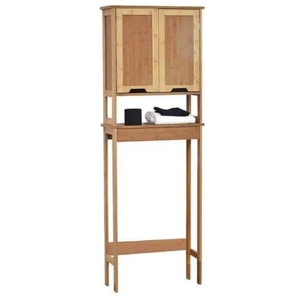 Over-The-Toilet-Cabinet-Bathroom-Mahe-2-Doors-2-Shelves-Bamboo-Brown