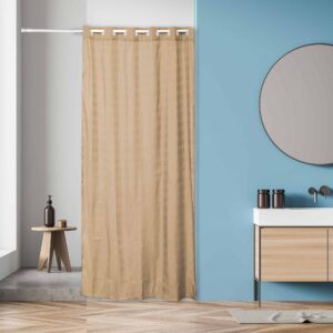 Extendable shower curtain rod with shower curtain