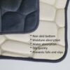 3D Cobble Stone Shaped Memory Foam Bath Mat Microfiber Non Slip Dark Grey