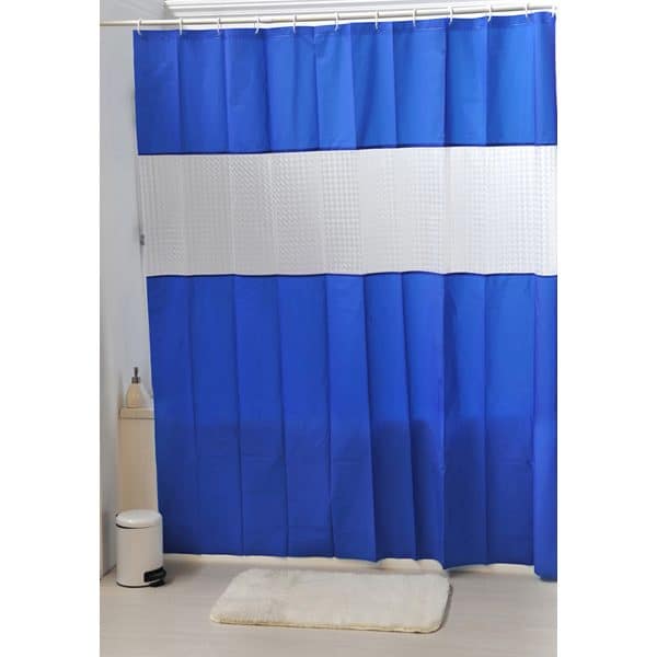 Laser Peva Solid Colors Bathroom Shower Curtain, Navy Blue