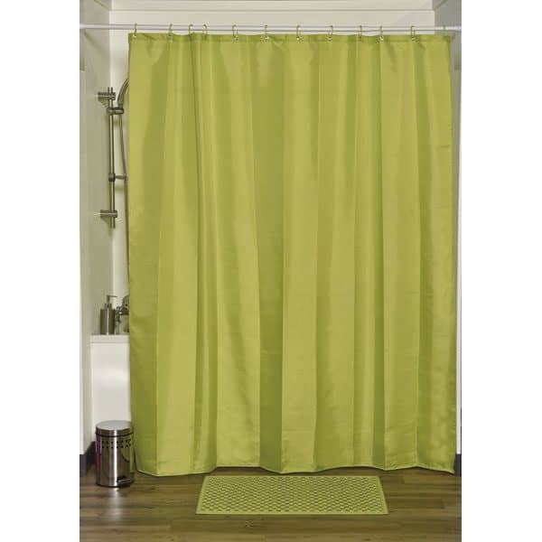 Design S Fabric Polyester Shower Curtain with 12 Matching Rings, Lime Green