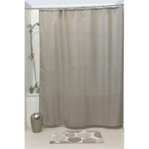 Design S Fabric Polyester Shower Curtain with 12 Matching Rings, Taupe