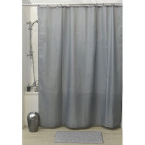 Design S Fabric Polyester Shower Curtain with 12 Matching Rings, Grey