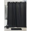 Hookless Shower Curtain Polyester Cubic- Color Matching Hooks 71L x 79H/ 180 x 200 cm Black