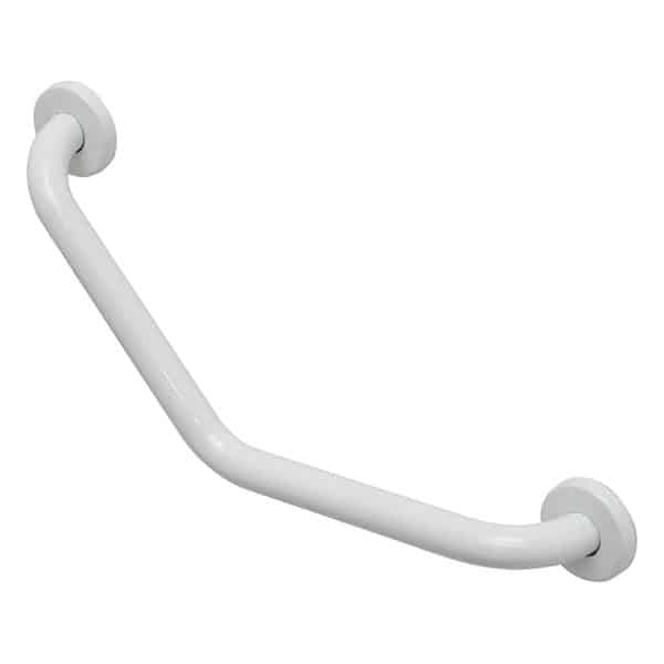 Stainless Steel Bath and Shower Curved Grab Bar - Concealed Mounting Snap Flange - 1 Diameter - 8.86 x 8.86 Length White