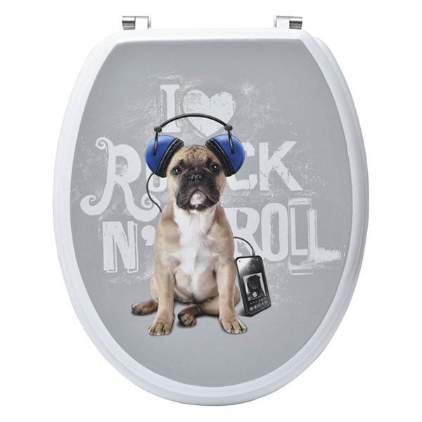 REX French Bulldog Puppy Oval Toilet Seat Adjustable Zinc Hinges