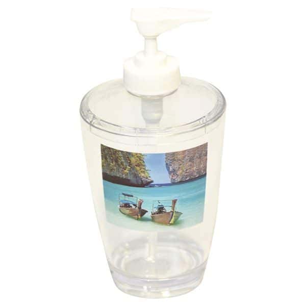 Paradise Clear Acrylic Printed Bathroom Soap and Lotion Dispenser