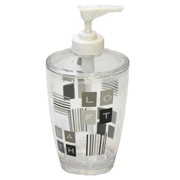 Peace and Loft Clear Acrylic Printed Bathroom Soap and Lotion Dispenser