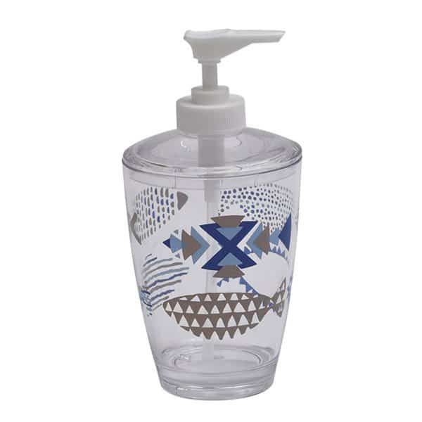 Clear Acrylic Printed Bathroom Soap and Lotion Dispenser Nautical