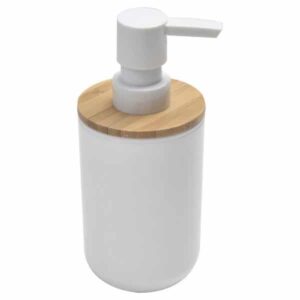 Bathroom Vanity Soap And Lotion Dispenser PADANG White - Bamboo Top