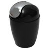 Mini Waste Basket for Bathroom or Kitchen Countertop 0.5 Liter -0.3 Gal Chrome Lid -Black