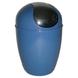Mini Waste Basket for Bathroom or Kitchen Countertop 0.5 Liter -0.3 Gal Chrome Lid -Navy Blue