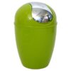 Mini Waste Basket for Bathroom or Kitchen Countertop 0.5 Liter -0.3 Gal Chrome Lid -Lime Green