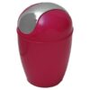 Mini Waste Basket for Bathroom or Kitchen Countertop 0.5 Liter -0.3 Gal Chrome Lid -Pink