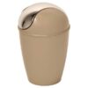 Mini Waste Basket for Bathroom or Kitchen Countertop 0.5 Liter -0.3 Gal Chrome Lid -Taupe