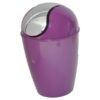 Mini Waste Basket for Bathroom or Kitchen Countertop 0.5 Liter -0.3 Gal Chrome Lid -Purple