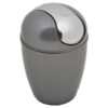 Mini Waste Basket for Bathroom or Kitchen Countertop 0.5 Liter -0.3 Gal Chrome Lid -Grey