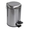 Soft Close Small Round Metal Bathroom Floor Step Trash Can Waste Bin 3-liters/0.8-gal Steel