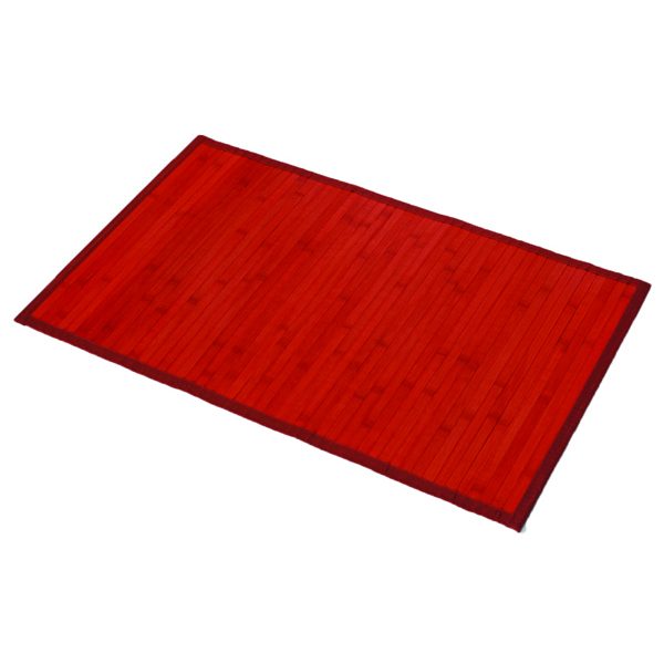 Bamboo Rug Bathroom Mat Anti Slippery 31.5"L x 20"W RED