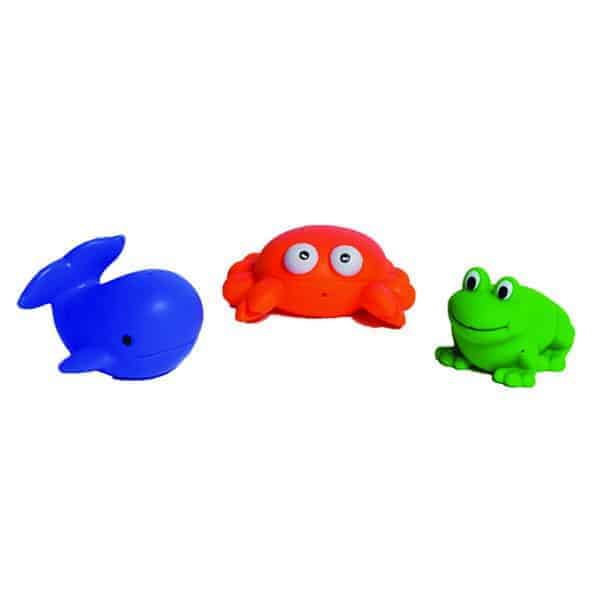 Set of 3 Non-Toxic Floating Bath Toys - Sea Life Animals-Crab-Whale-Frog -for Babies and Toddlers