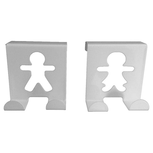 Metal Over Cabinet Door Hooks Fellow Couple up to 3/4''- Set of 2-White