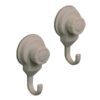 Strong Hold Suction Hooks -Bath-Kitchen-Home- Set of 2 Taupe