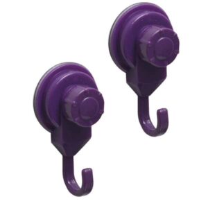 Strong Hold Suction Hooks -Bath-Kitchen-Home- Set of 2 Purple