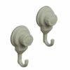 Strong Hold Suction Hooks -Bath-Kitchen-Home- Set of 2 Gray