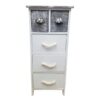 5 Drawers Storage Unit Wood -Metal and Rope Handles- White/Washed Grey