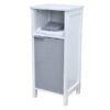 Freestanding Bathroom Floor Storage Cabinet 1 Door with Shelves -Modern D- White and Grey