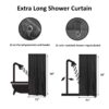 Black Extra Long Shower Curtain 12 rings