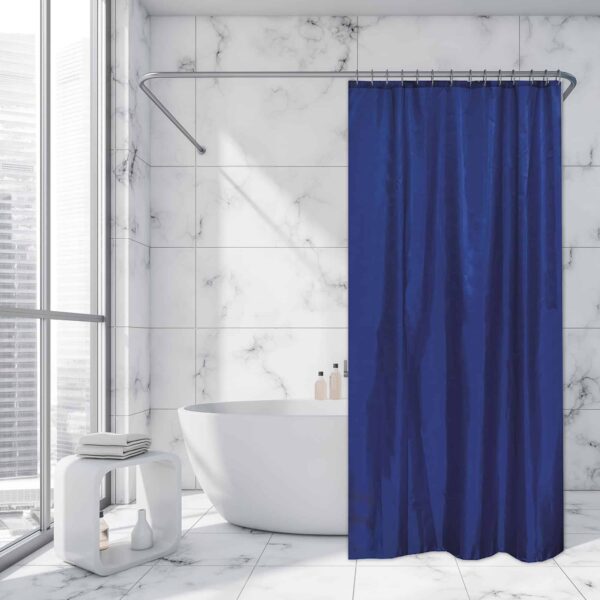 Navy Blue Extra Long Shower Curtain 12 Rings