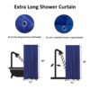 Navy Blue Extra Long Shower Curtain 12 Rings