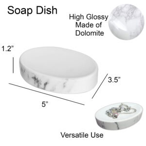 Feature graphic showing oval marble soap dish dimensions