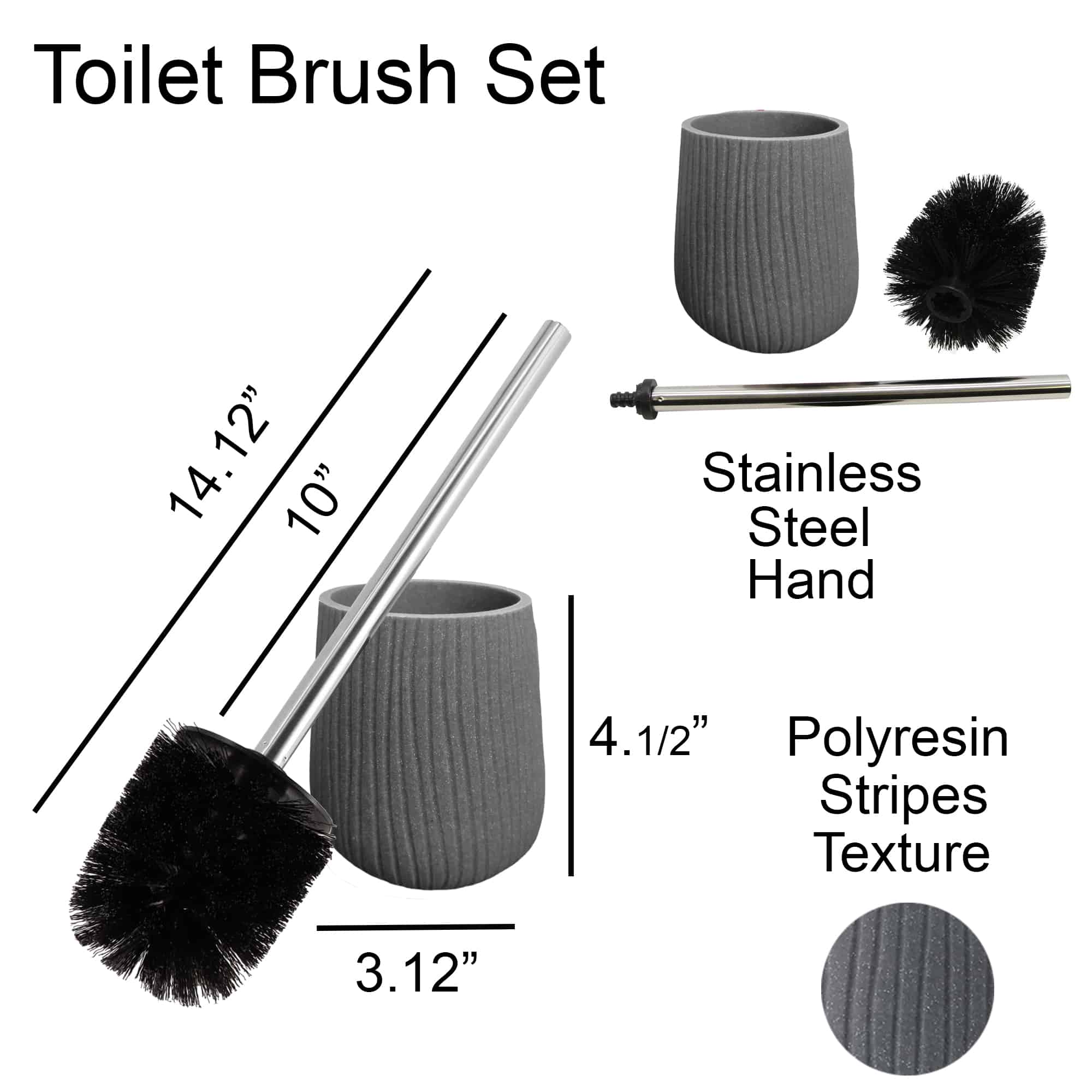 Toilet Brush Holder Set Household Cleaning Supplies Standing Stainless Steel 