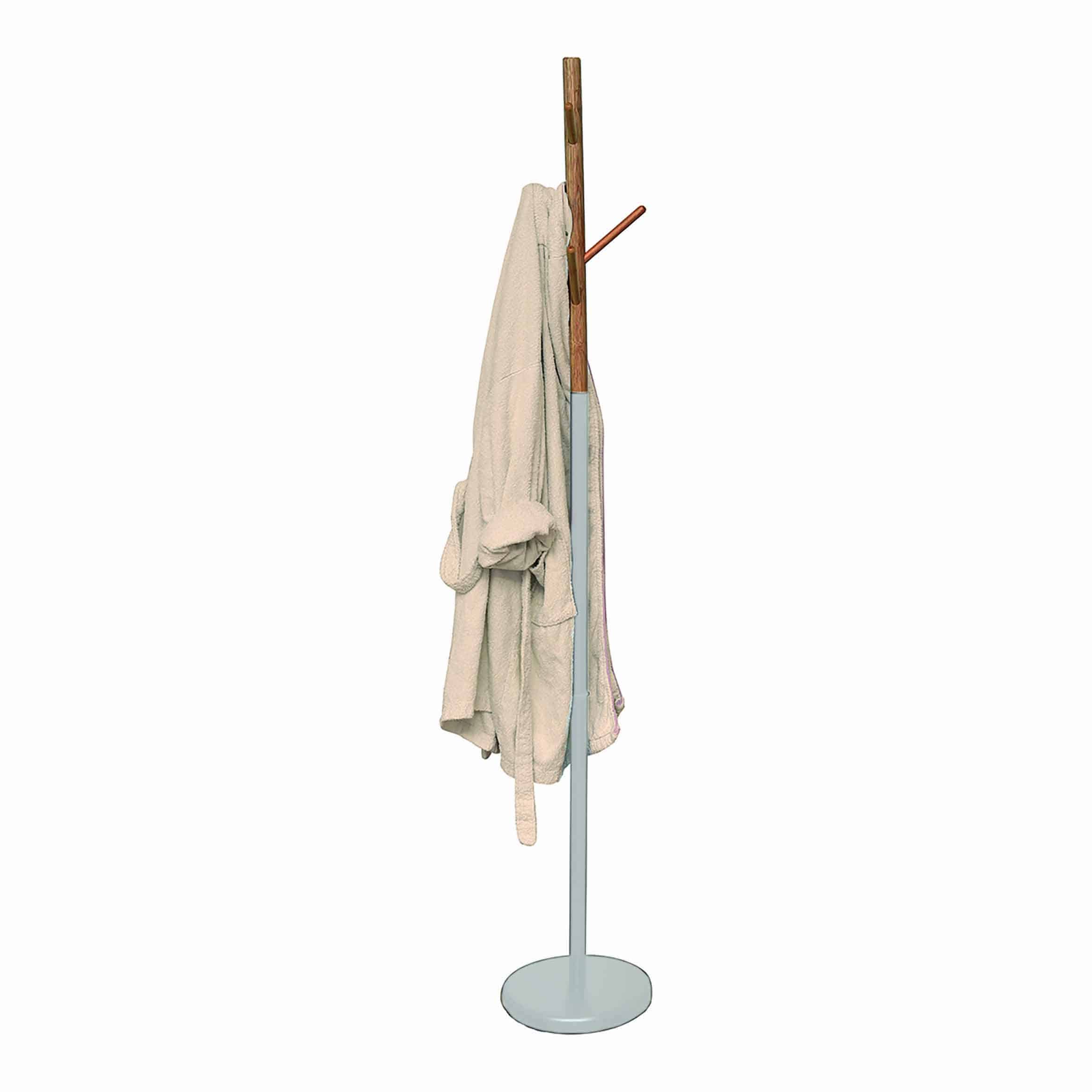 Tendance 96113237 Evideco Coat Rack Standing Hall Tree for Entryway 6 Hooks Black and Natural 69.2 H x 11.5