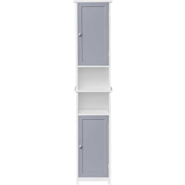 Custom Diy Bathroom Floor Linen Tower Cabinet 2 Doors White Evideco