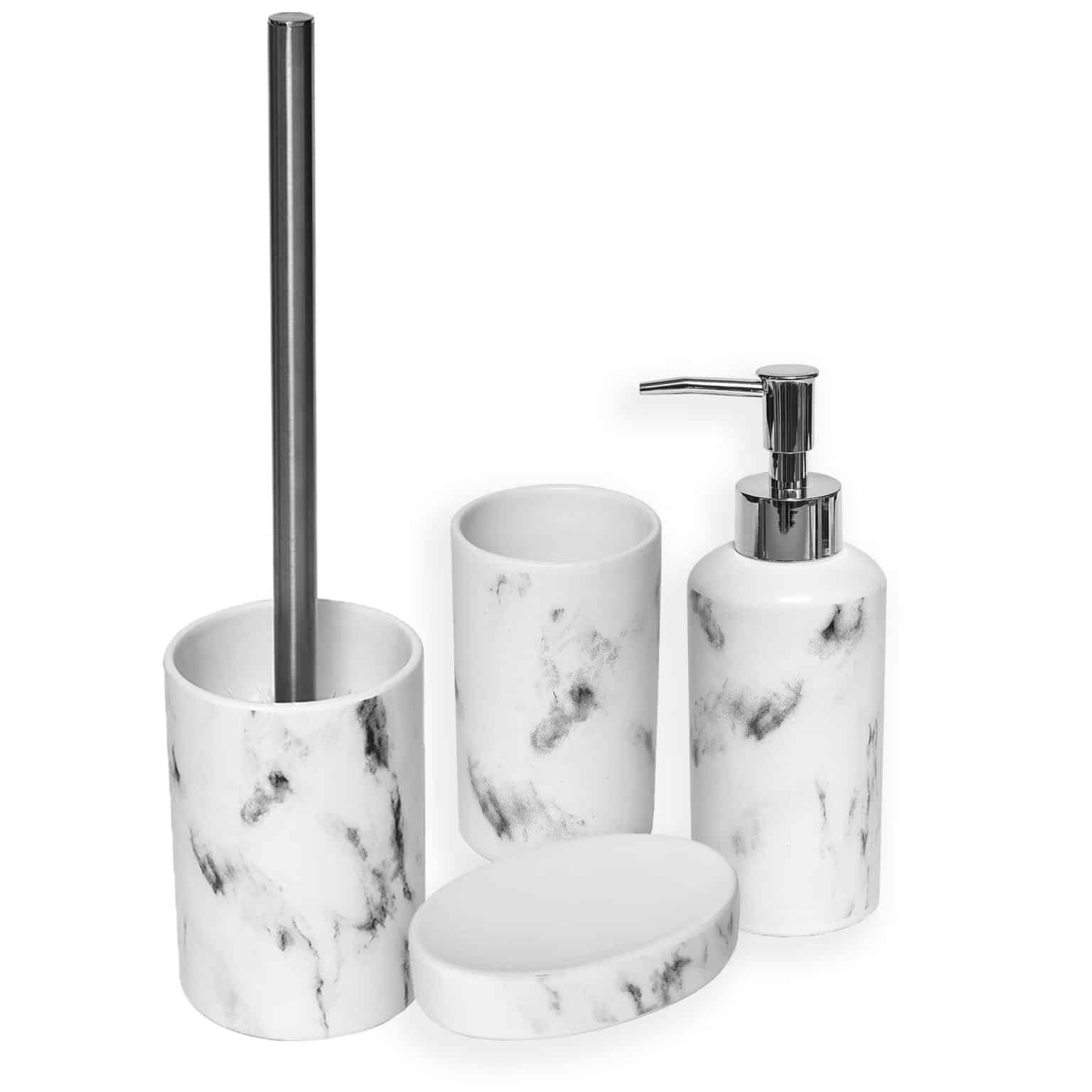 Marble Effect Bathroom Accessory Set 4-Pieces